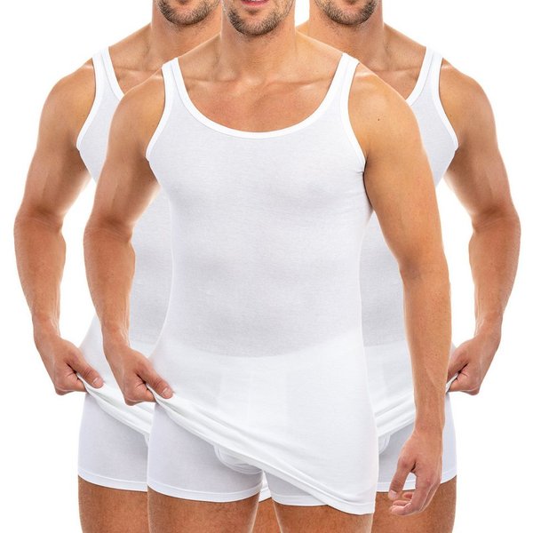 HERMKO Unterhemd 3007 (Pack, 3er) 100 % BIO-Baumwolle extralanges Tank Top (10 cm) hergestellt in EU