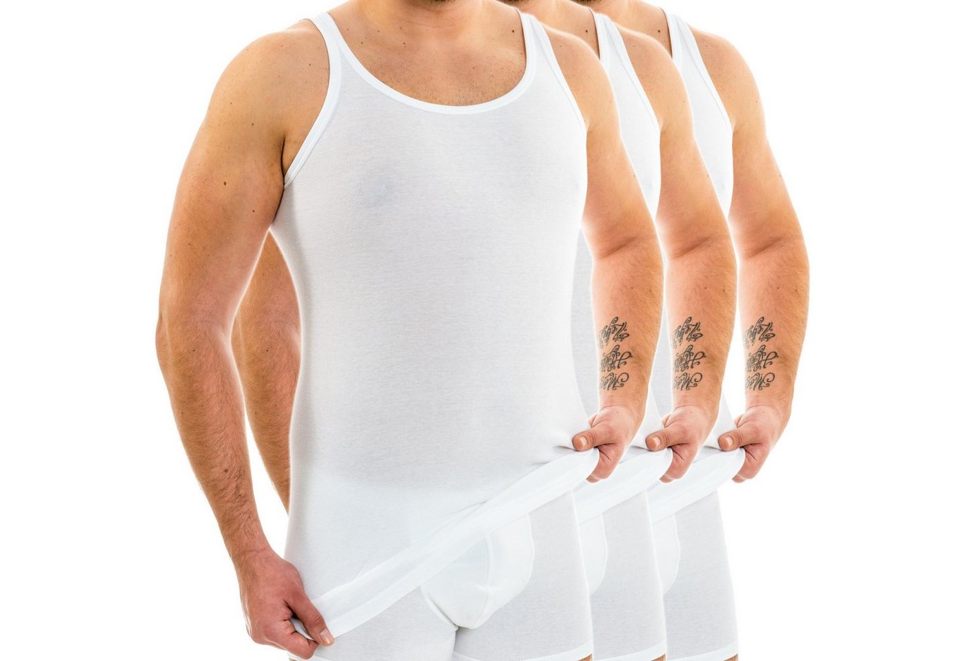 HERMKO Unterhemd 3007 (Pack, 3er) 100 % BIO-Baumwolle extralanges Tank Top (10 cm) hergestellt in EU – Bild 2 von 5