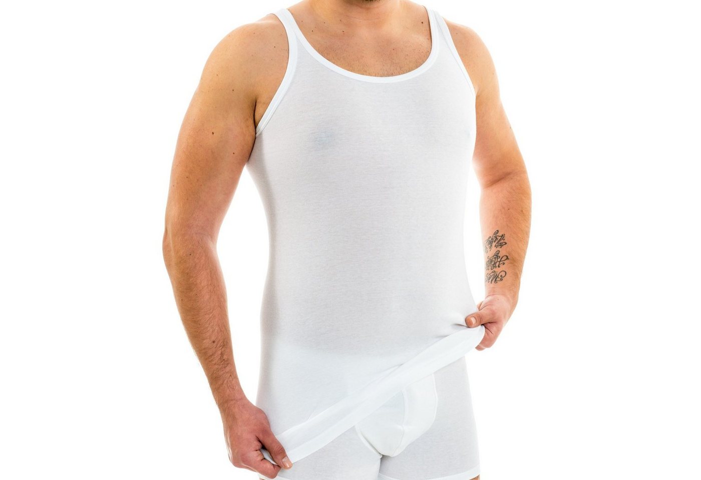 HERMKO Unterhemd 3007 (Pack, 3er) 100 % BIO-Baumwolle extralanges Tank Top (10 cm) hergestellt in EU – Bild 3 von 5