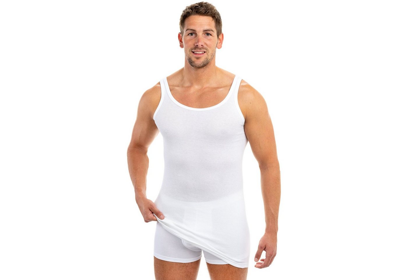 HERMKO Unterhemd 3007 (Pack, 3er) 100 % BIO-Baumwolle extralanges Tank Top (10 cm) hergestellt in EU – Bild 4 von 5