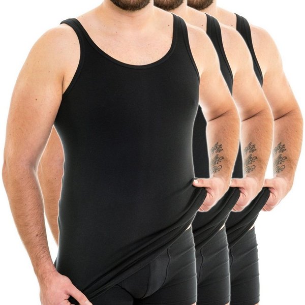 HERMKO Unterhemd 3007 (Pack, 3er) 100 % BIO-Baumwolle extralanges Tank Top (10 cm) hergestellt in EU