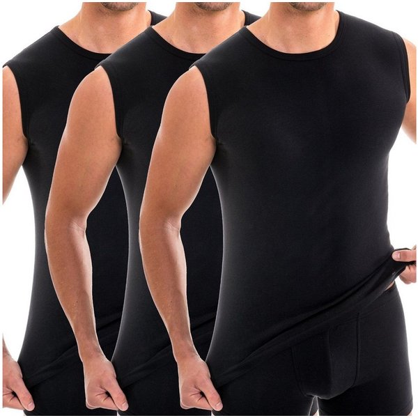 HERMKO Unterhemd 3040 (Pack, 3er) 100 % BioBaumwolle Tank Top Muskelshirt Rundhals-Ausschnitt