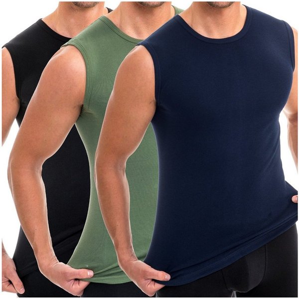 HERMKO Unterhemd 3040 (Pack, 3er) 100 % BioBaumwolle Tank Top Muskelshirt Rundhals-Ausschnitt