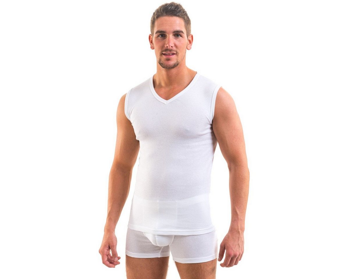HERMKO Unterhemd 3050 (Pack, 3er) 100 % Bio-Baumwolle Muskelshirt V-Ausschnitt Basic hergestellt in EU – Bild 3 von 3