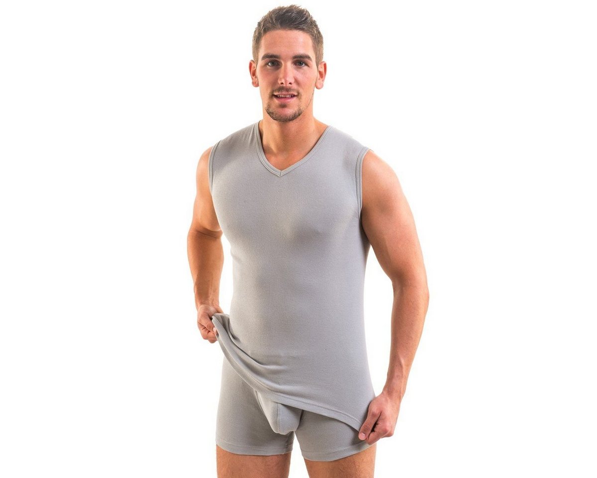 HERMKO Unterhemd 3050 (Pack, 3er) 100 % Bio-Baumwolle Muskelshirt V-Ausschnitt Basic hergestellt in EU – Bild 2 von 3