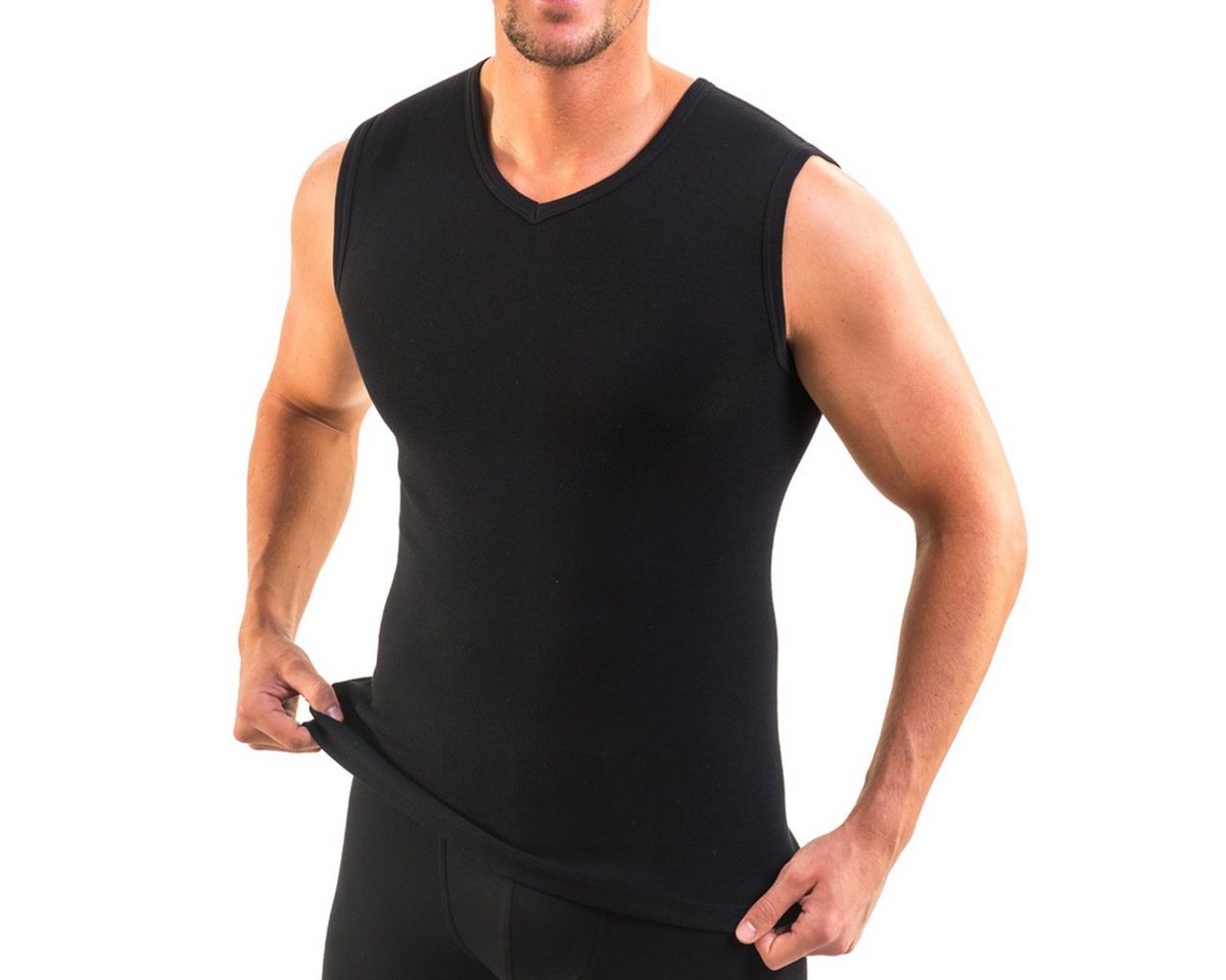HERMKO Unterhemd 3050 (Pack, 3er) 100 % Bio-Baumwolle Muskelshirt V-Ausschnitt Basic hergestellt in EU – Bild 2 von 4