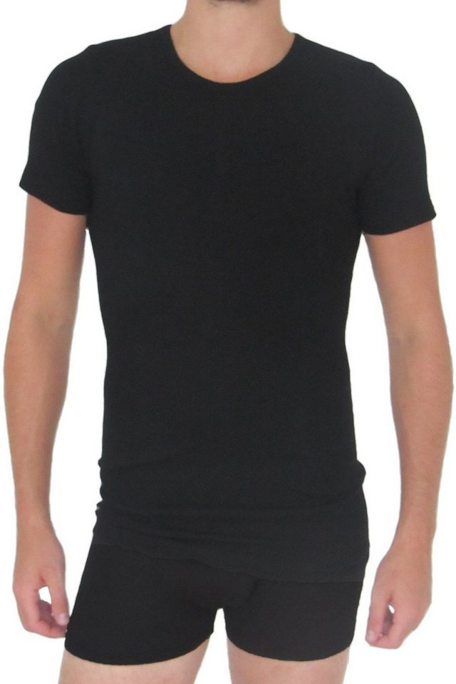 HERMKO Unterhemd 3847 extralang (10 cm), 100 % Bio-Baumwolle, kurzarm Shirt, Feinripp – Bild 2 von 3