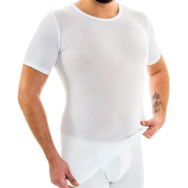 HERMKO Unterhemd 3847 extralang (10 cm), 100 % Bio-Baumwolle, kurzarm Shirt, Feinripp