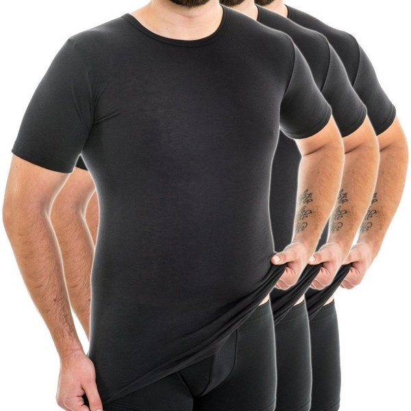 HERMKO Unterhemd 3847 (Pack, 3er) Bio Baumwolle extralanges kurzarm Shirt (10 cm) hergestellt in EU