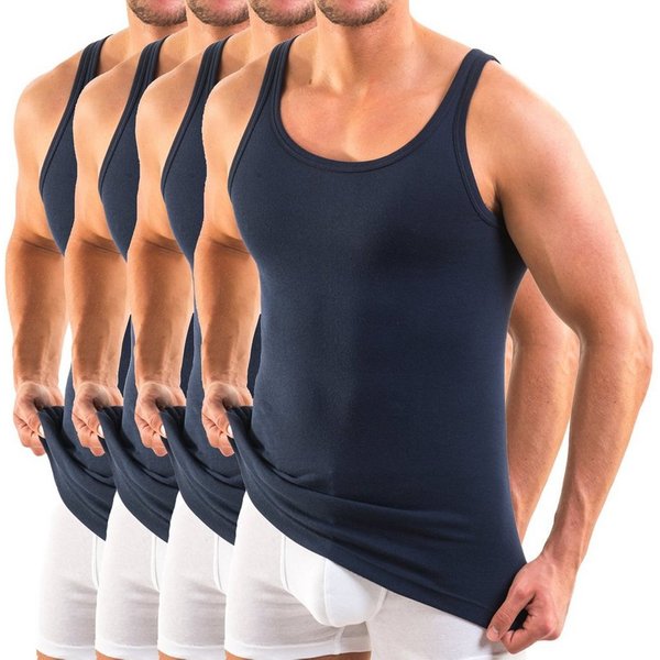 HERMKO Unterhemd Achselhemd (Pack, 4er) 100 % Bio Baumwolle Tank Top Basic Feinripp hergestellt in EU