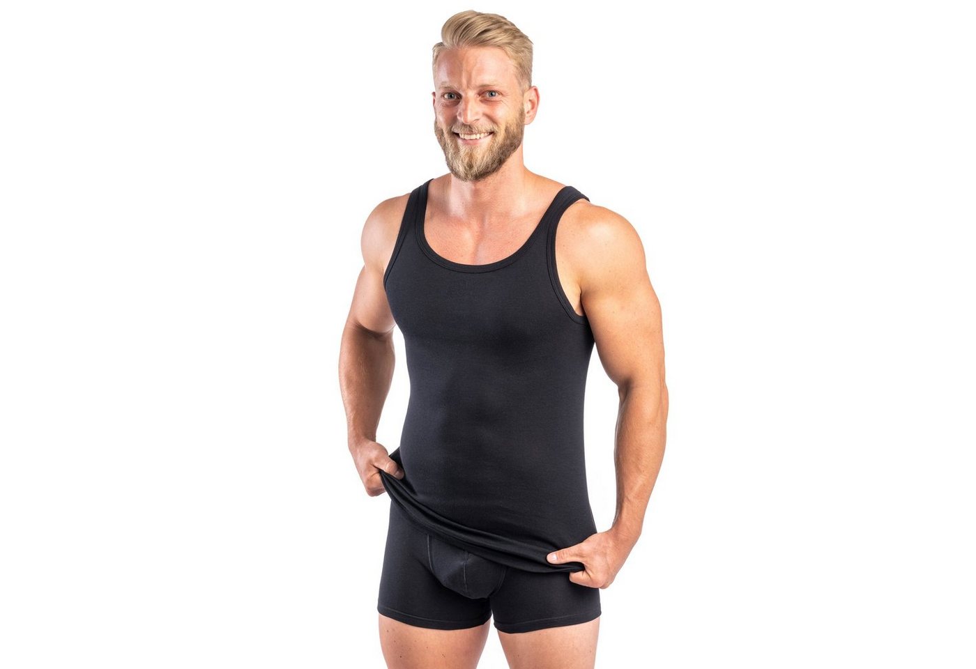 HERMKO Unterhemd Achselhemd (Pack, 4er) 100 % Bio Baumwolle Tank Top Basic Feinripp hergestellt in EU – Bild 4 von 5