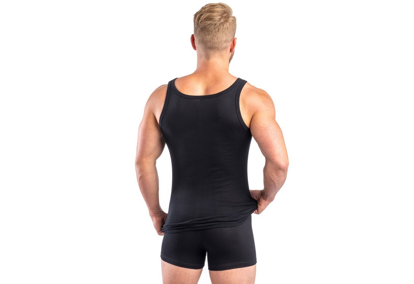 HERMKO Unterhemd Achselhemd (Pack, 4er) 100 % Bio Baumwolle Tank Top Basic Feinripp hergestellt in EU – Bild 5 von 5