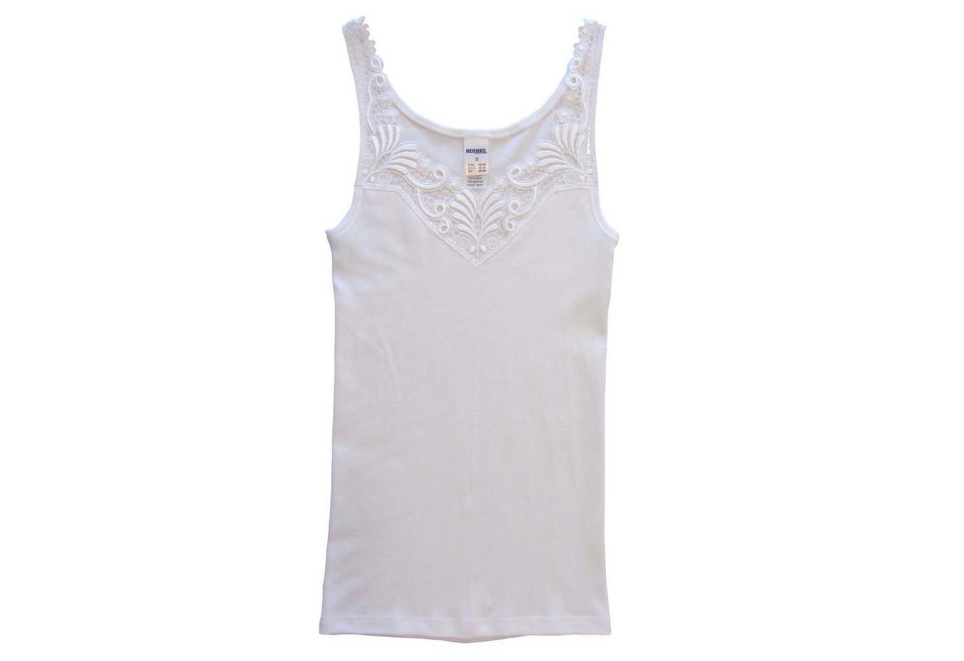 HERMKO Unterhemd Unterhemd mit Spitze Tank-Top, Bio-Baumwolle, mit großer Spitze, V-Neck – Bild 3 von 5