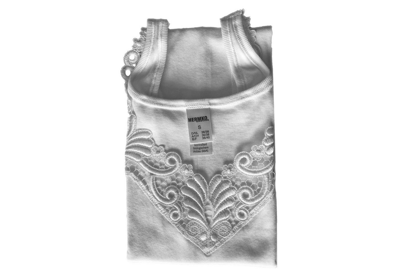 HERMKO Unterhemd Unterhemd mit Spitze Tank-Top, Bio-Baumwolle, mit großer Spitze, V-Neck – Bild 5 von 5