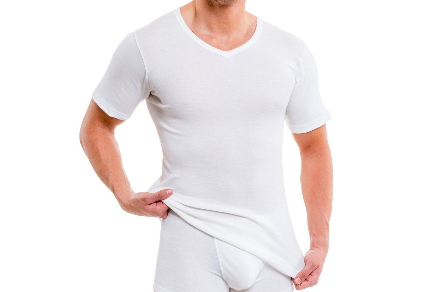 HERMKO Unterziehshirt 16488 (Pack, 2er) Baumwolle/Modal, Business Shirt, angenehm weich – Bild 2 von 4