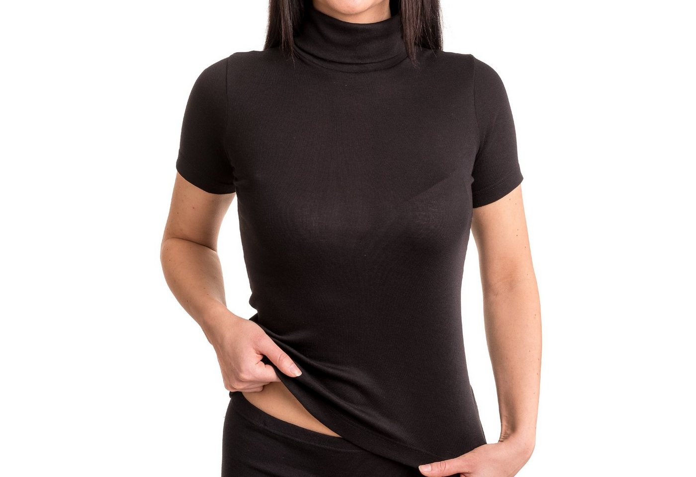 HERMKO Unterziehshirt 17855 (Pack, 2er) Baumwolle/Modal, Kurzarmshirt mit Rollkragen, angenehm weich – Bild 2 von 3