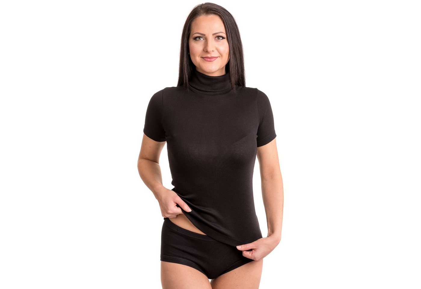HERMKO Unterziehshirt 17855 (Pack, 2er) Baumwolle/Modal, Kurzarmshirt mit Rollkragen, angenehm weich – Bild 3 von 3