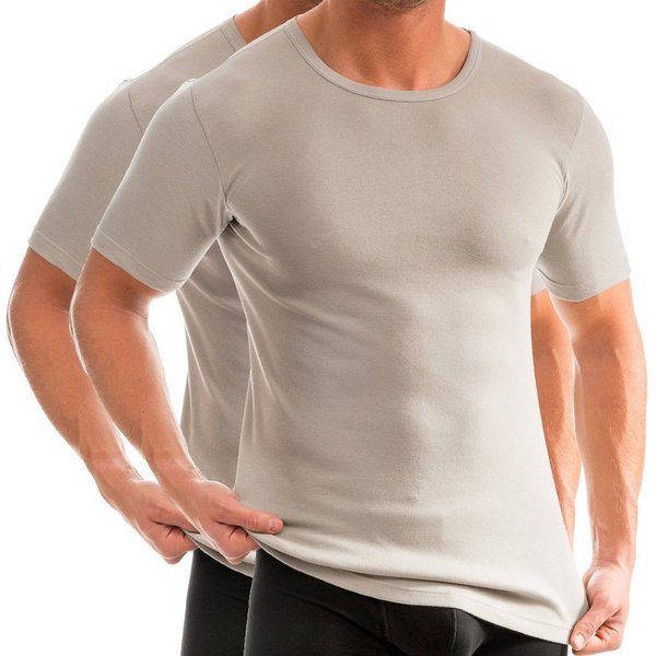 HERMKO Unterziehshirt 3840 (Pack, 2er) Bio Baumwolle kurzarm Basic Feinripp hergestellt in EU