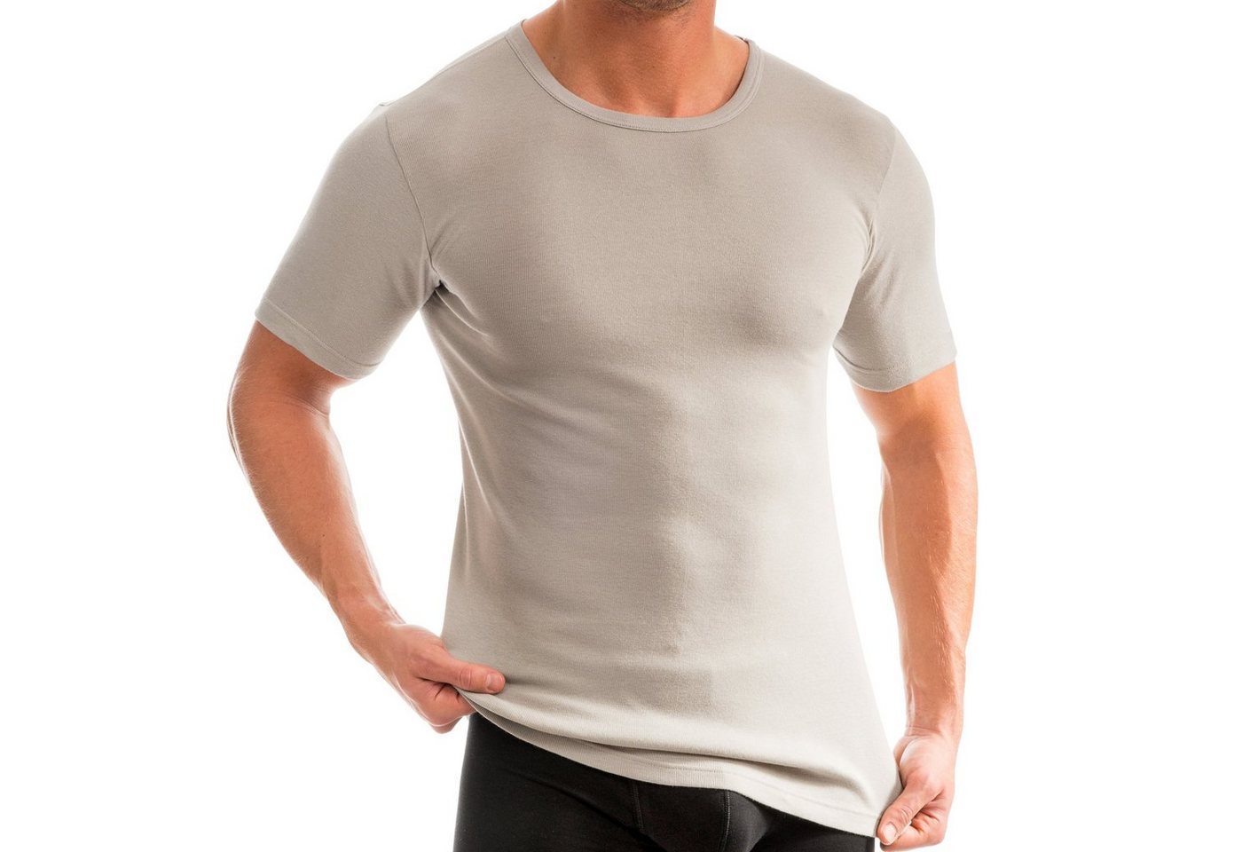 HERMKO Unterziehshirt 3840 (Pack, 2er) Bio Baumwolle kurzarm Basic Feinripp hergestellt in EU – Bild 2 von 2