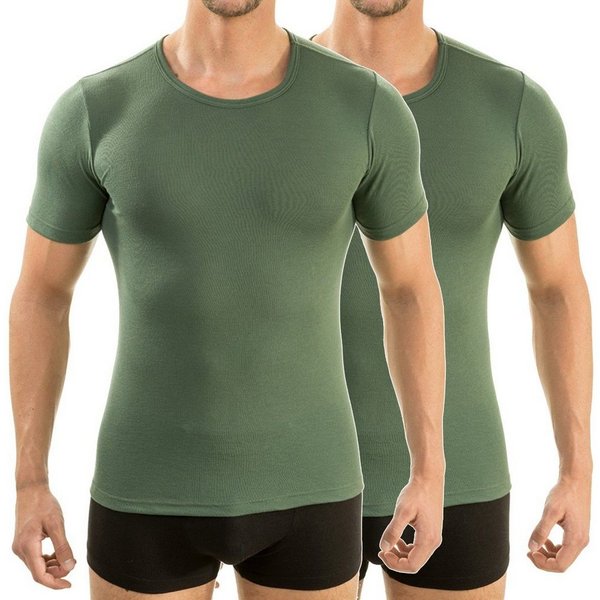 HERMKO Unterziehshirt 3840 (Pack, 2er) Bio Baumwolle kurzarm Basic Feinripp hergestellt in EU