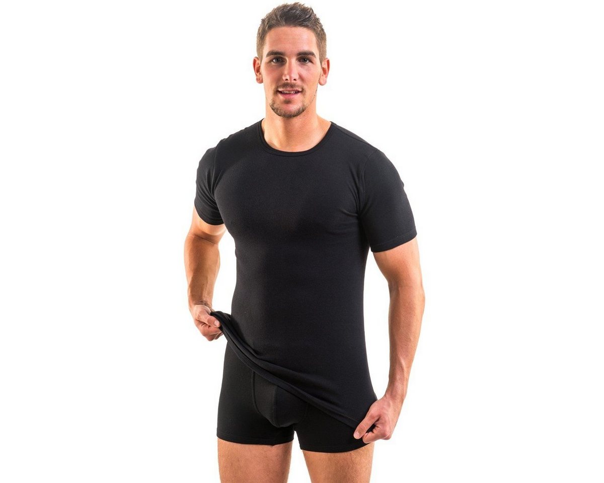HERMKO Unterziehshirt 3840 (Pack, 2er) Bio Baumwolle kurzarm Basic Feinripp hergestellt in EU – Bild 3 von 5