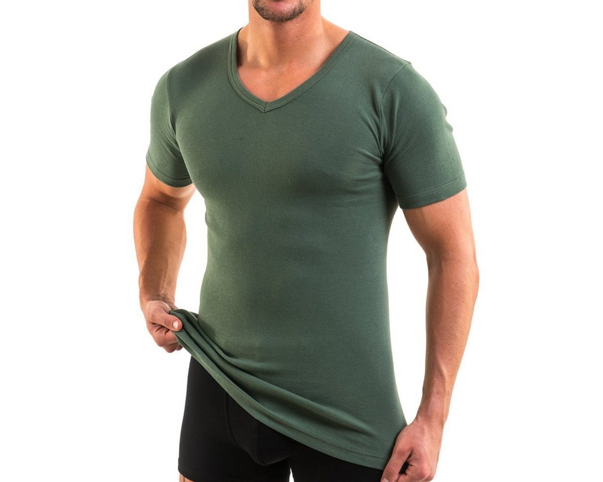 HERMKO Unterziehshirt 4880 (Pack, 3er) kurzarm Shirt V-Neck, 100 % Bio-Baumwolle, körpernahe Passform – Bild 2 von 4