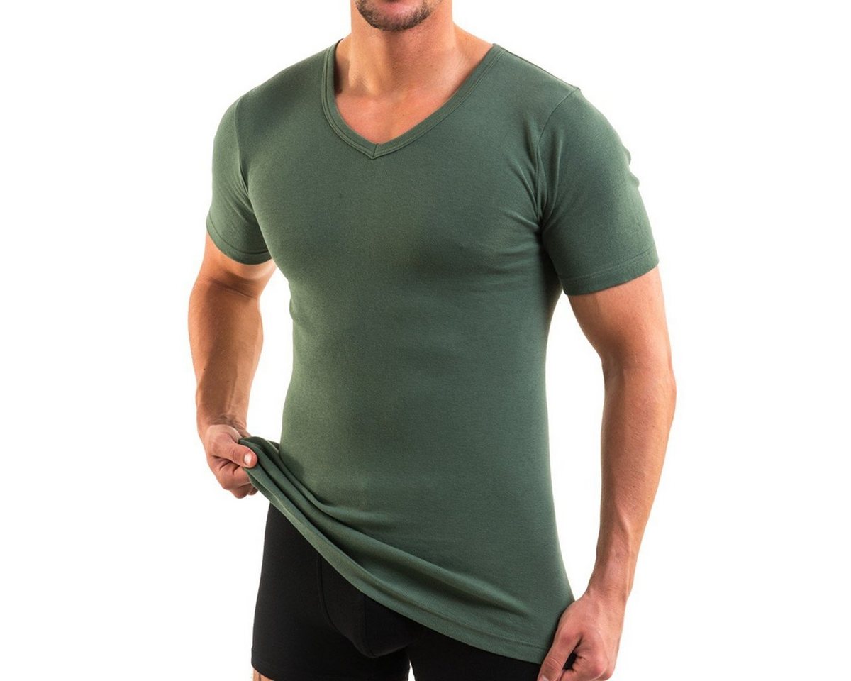 HERMKO Unterziehshirt 4880 (Pack, 3er) kurzarm Shirt V-Neck, 100 % Bio-Baumwolle, körpernahe Passform – Bild 2 von 5