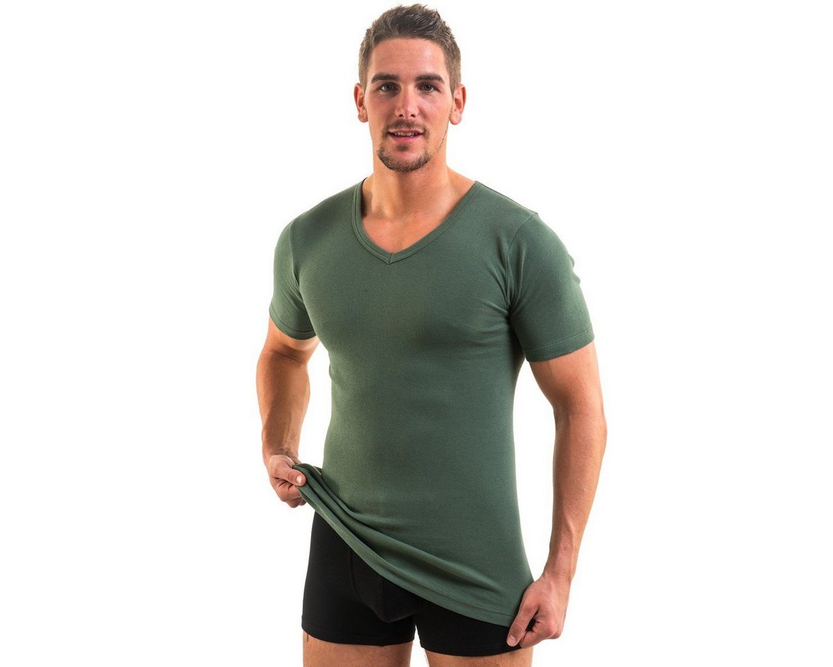 HERMKO Unterziehshirt 4880 (Pack, 3er) kurzarm Shirt V-Neck, 100 % Bio-Baumwolle, körpernahe Passform – Bild 3 von 5