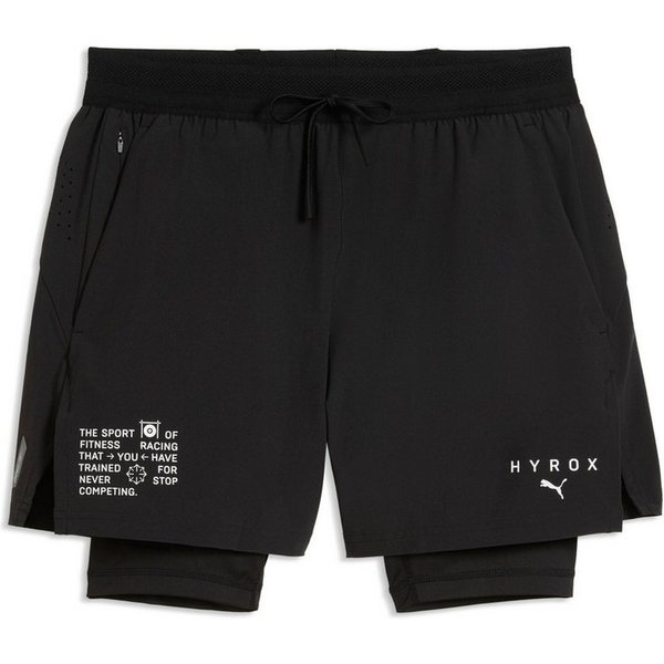 Puma Herren Freizeit / Mode Sommer GJ Shorts Shorts He/Uni M PUMA x HYROX 2in1 PWRMODE SHORT, Größe XXL in Schwarz