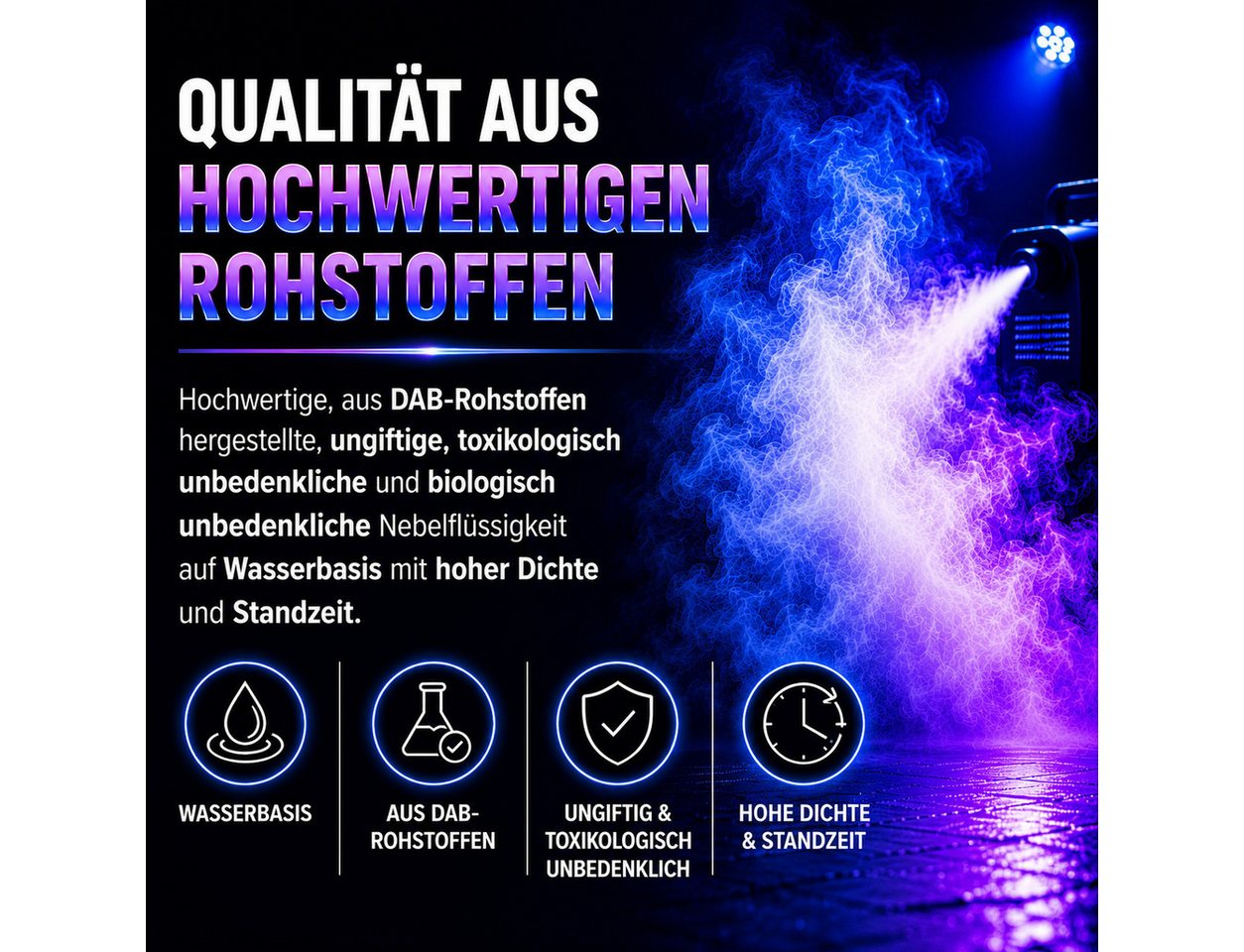 HERRLAN Discolicht EXTREM PARTY Nebelfluid universelle wasserbasierte Nebelflüssigkeit, 1 Liter, mit extrem hoher Dichte und hoher Standzeit. – Bild 3 von 5