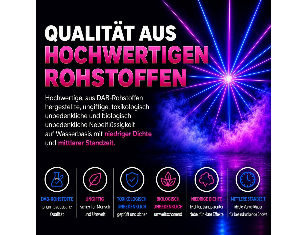 HERRLAN Discolicht MILD PARTY Nebelfuid, niedrige Dichte und mittlere Standzeit, für Licht- & Lasershows – Bild 3 von 5