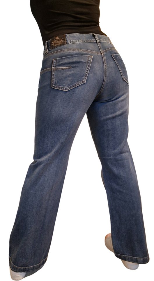 Herrlicher Regular-fit-Jeans 5893-D9705, Edna Flared Fit Jeans in Destroy Optik markante Taschen Abnäher hinten – Bild 3 von 3