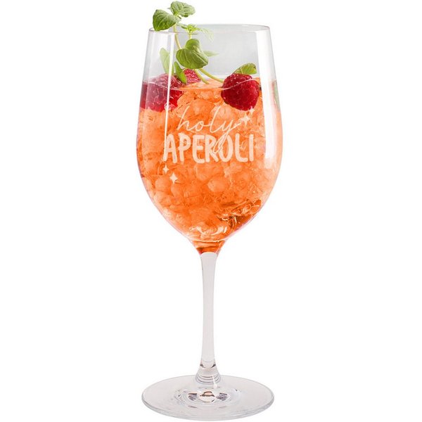 Herz & Heim Weinglas für Aperol Spritz mit Gravur, Teqton Glas, 430 ml, spülmaschinengeeignet, verschiedene Motive