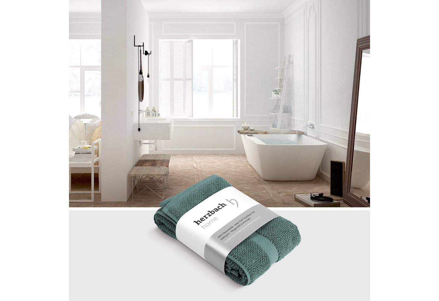 herzbach home Badematte Spa 50x80 cm, Baumwolle, Rechteckig, 1000g/m², Premium-Qualität, 100% Baumwolle, mit Bordüre – Bild 3 von 5