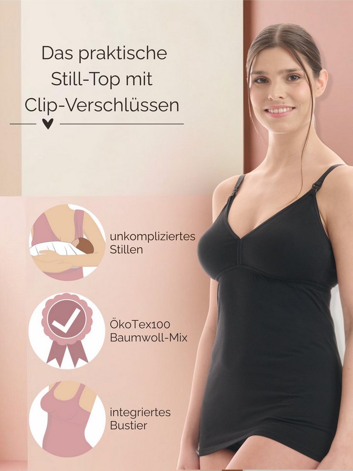 Herzmutter Stilltop Baumwoll-Mix - Stilloberteil - Stillfunktion (Doppelpack, 2-tlg) Stillhemd – Bild 3 von 5