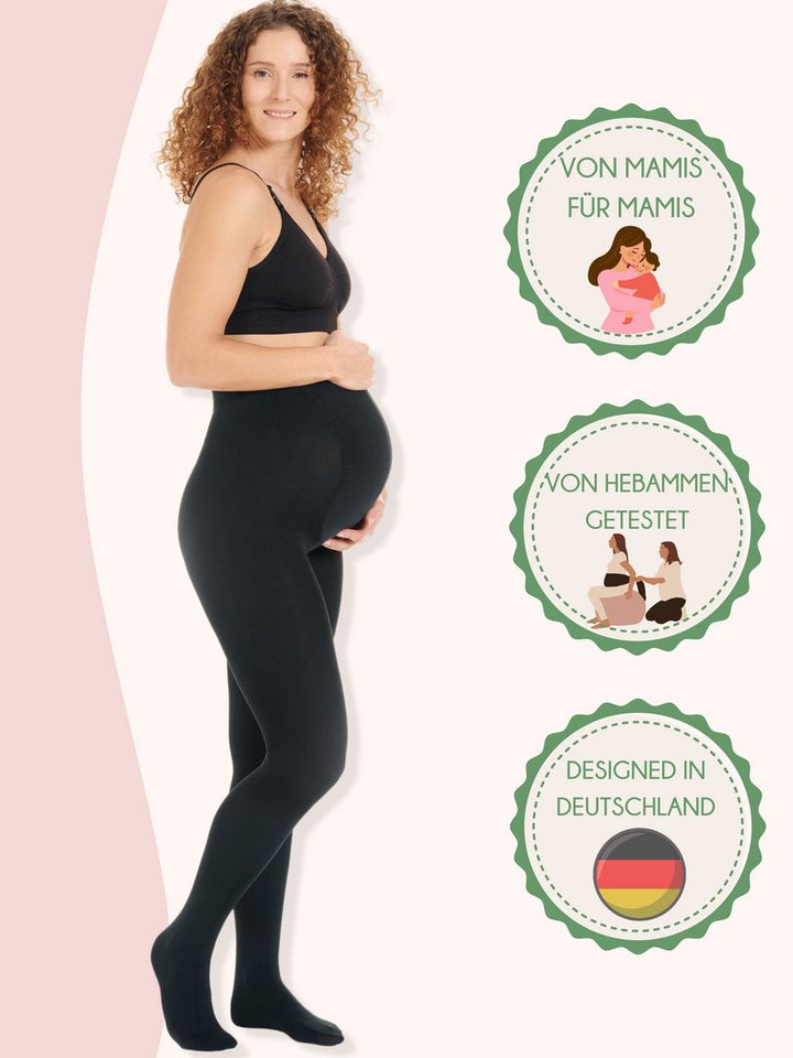 Herzmutter Umstandsstrumpfhose Thermo - Warme Schwangerschaftsstrumpfhose - Blickdicht – Bild 2 von 5