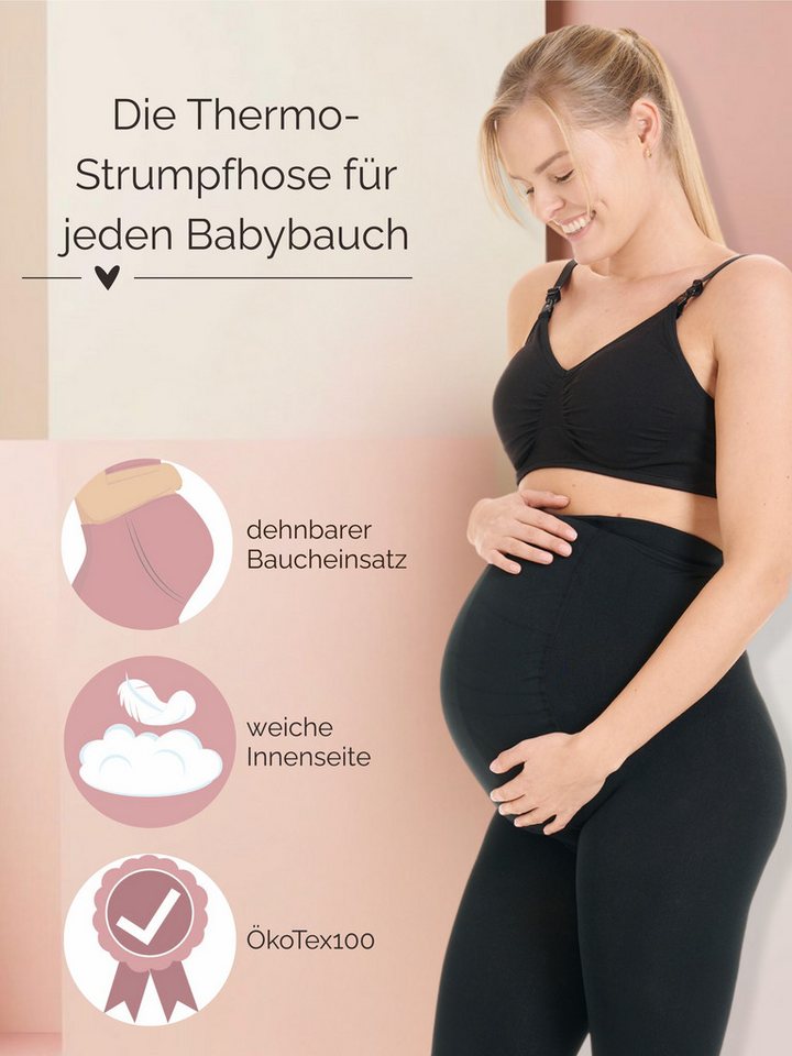 Herzmutter Umstandsstrumpfhose Thermo - Warme Schwangerschaftsstrumpfhose - Blickdicht – Bild 3 von 5