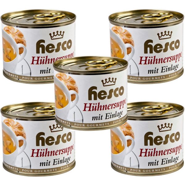 Hesco Fertiggericht, Hesco klare Hühnersuppe mit Einlage Verzehrfertig 5 Dosen 1060ml