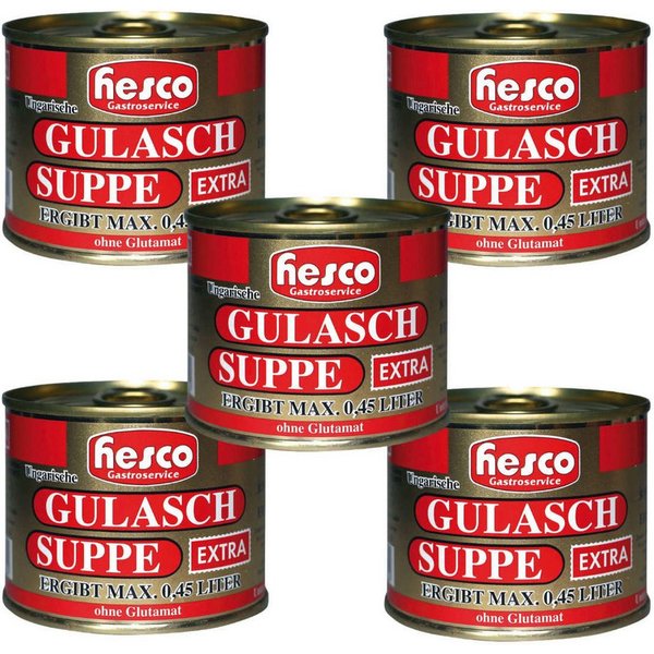 Hesco Fertiggericht, Hesco ungarische Gulaschsuppe extra Konzentrat 5 Dosen 1060ml