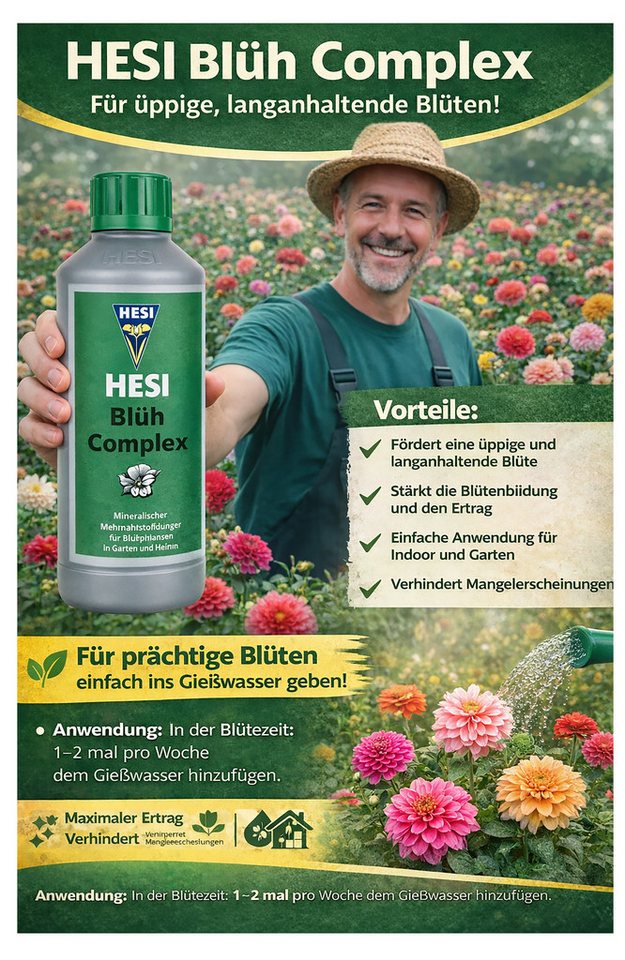 HESI Spezialdünger 500 ml Blüh Complex Blütenstimulator Blüten Booster Blütenpracht, 0,5 Liter, hochwertiger, mineralischer Mehrnährstoffdünger – Bild 3 von 5