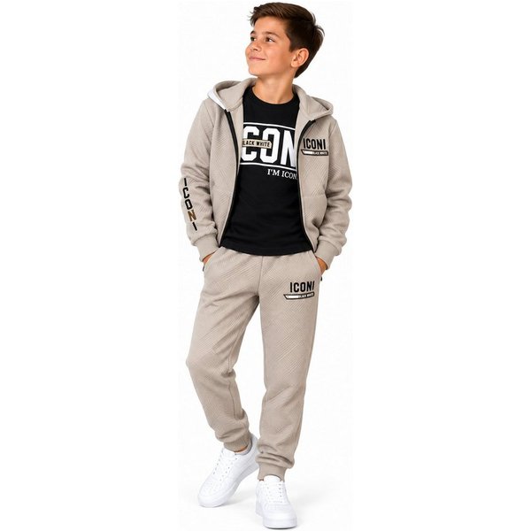 Hessis Freizeitanzug Jogginganzug Trainingsanzug JF7915 (Set, 3-tlg., Jacke, Shirt & Jogginghose)