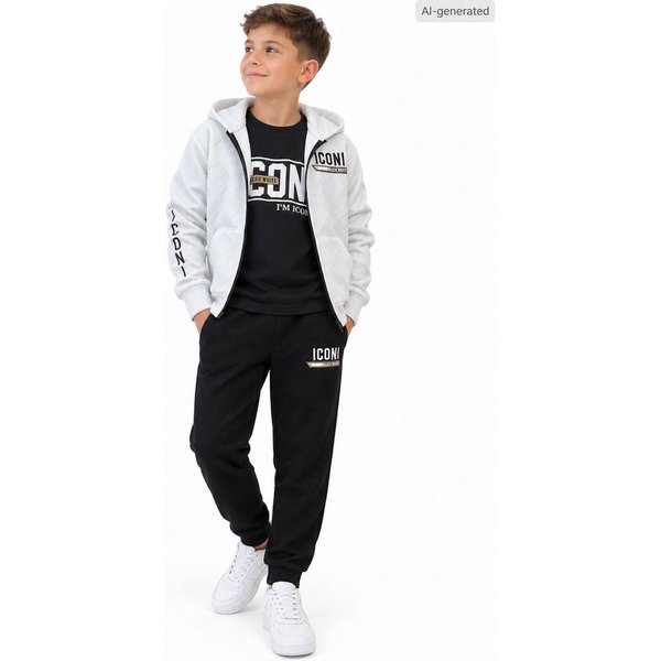 Hessis Freizeitanzug Jogginganzug Trainingsanzug JF7915 (Set, 3-tlg., Jacke, Shirt & Jogginghose)