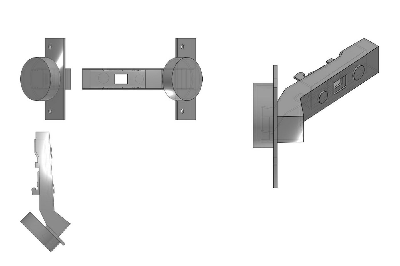 Hettich Möbelbeschlag Intermat Winkelscharnier W45 Scharnier, Basis 6mm (1 St) – Bild 5 von 5