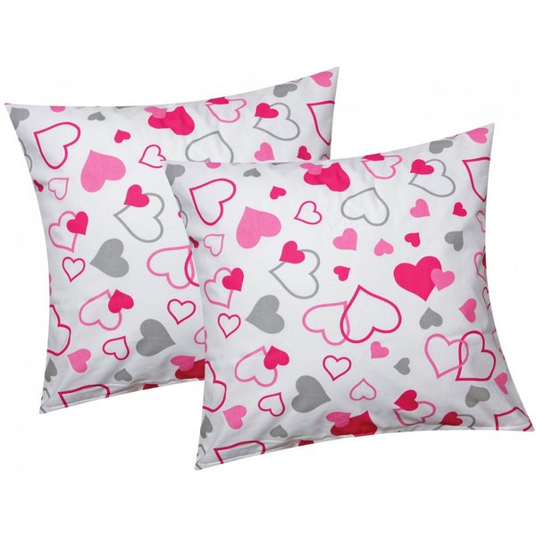 Heubergshop Kissenbezug, (2 Stück), 40x40cm Kissenhülle Kleine und große Herzen Baumwolle (550/1-40x40)