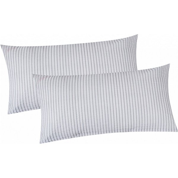 Heubergshop Kissenbezug, (2 Stück), Seersucker Kissenbezug 40x80cm Gestreift Baumwolle