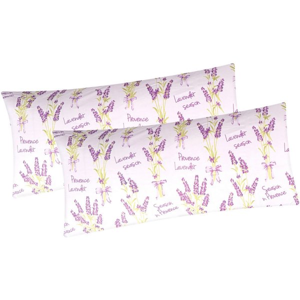 Heubergshop Kissenbezug, (2 Stück), 2er Set 40x80cm Blumen Geblümt Baumwolle (KY-Lavendel-mit-Text-40x80)