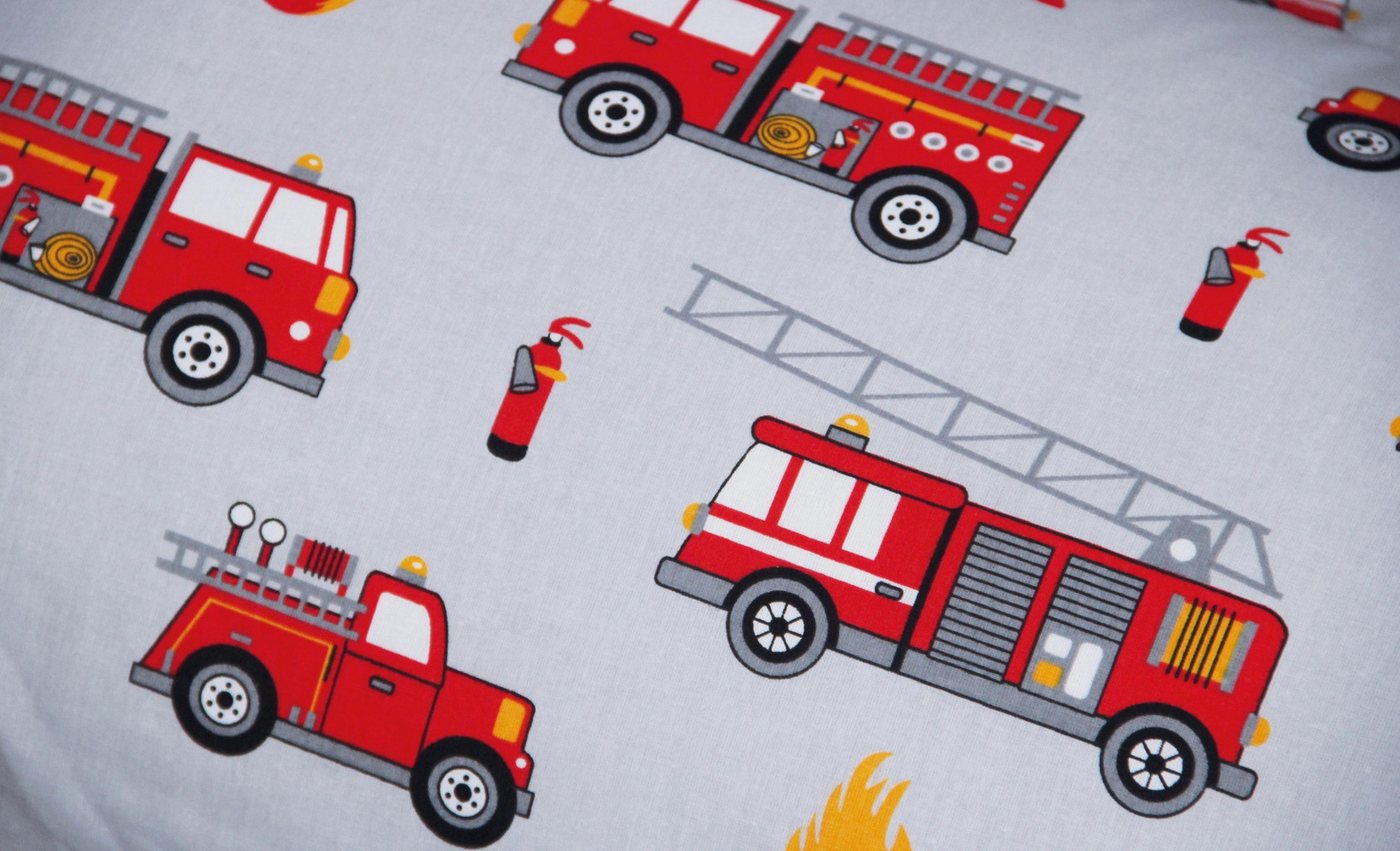 Heubergshop Seitenschläferkissenbezug, (1 Stück), 40x145cm Feuerwehr grau rot 100% Baumwolle Kinder (EW Feuerwehr Grau) – Bild 2 von 2