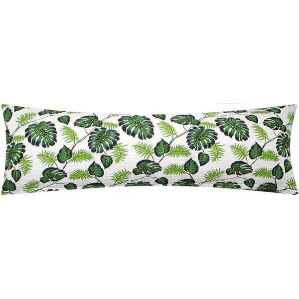 Heubergshop Seitenschläferkissenbezug, (1 Stück), Seersucker, 40x145cm, Tropische Blätter Grün Weiß Geblümt (031/1)
