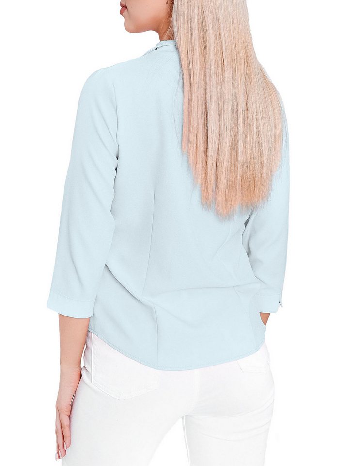 HEVENTON Klassische Bluse 3/4-Ärmel, Business-Bluse mit Kelchkragen, bügelleicht – Bild 2 von 4