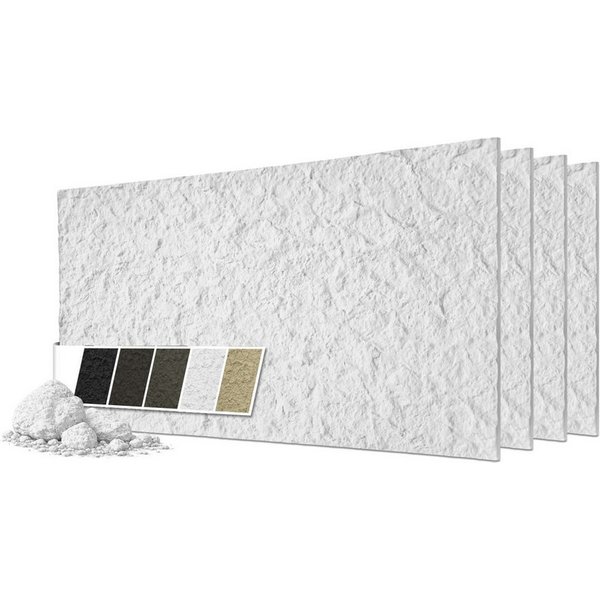 Hexim 3D Wandpaneel, BxL: 6x12 cm, (Steinoptik 4 Stück 120x60cm – Felswand PU Wandverkleidung, Täuschend echte Bruchstein 3D Paneele für Wohnzimmer – 2cm starke